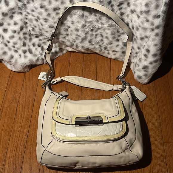 Coach Kristin Spectator Bag 18287 Ivory and Pale Yellow Leather - Picture 2 of 7